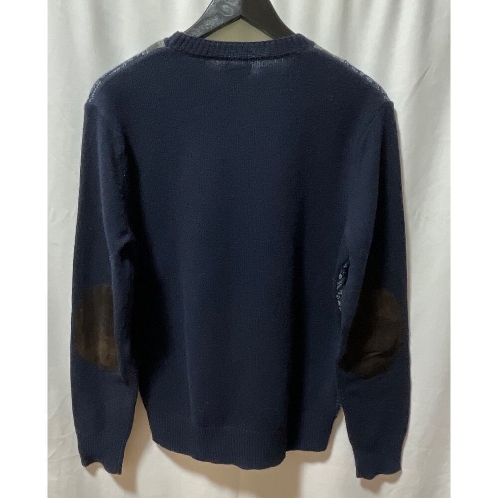 J.Crew Navy Patchwork Suede Elbow Patch Crew Neck… - image 2